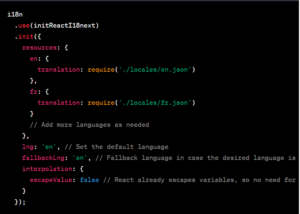 Configure i18n by adding the following code before your ReactDOM