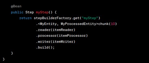 Implementation of Spring Batch steps