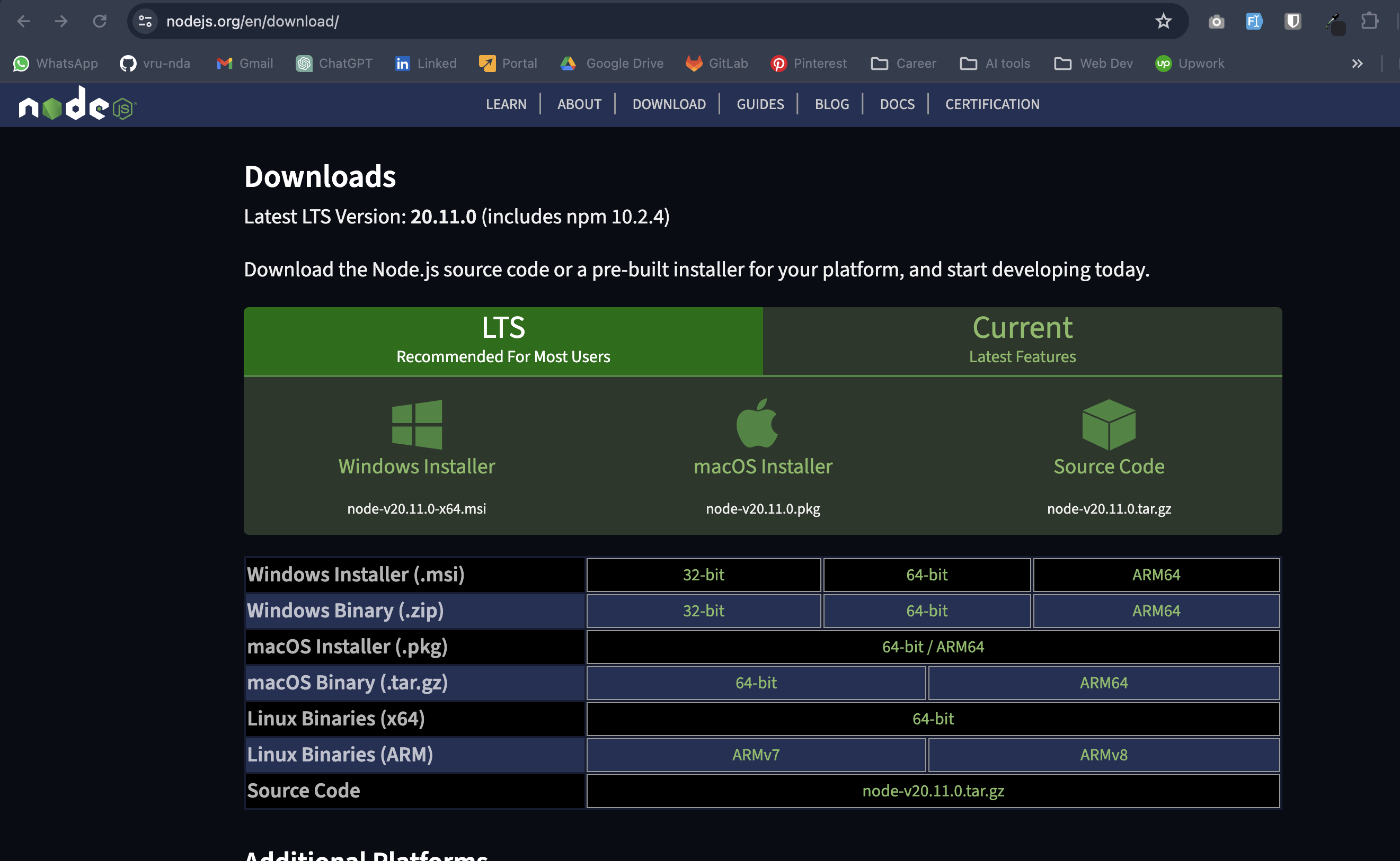 Downloading the NPM Bundle for macOS