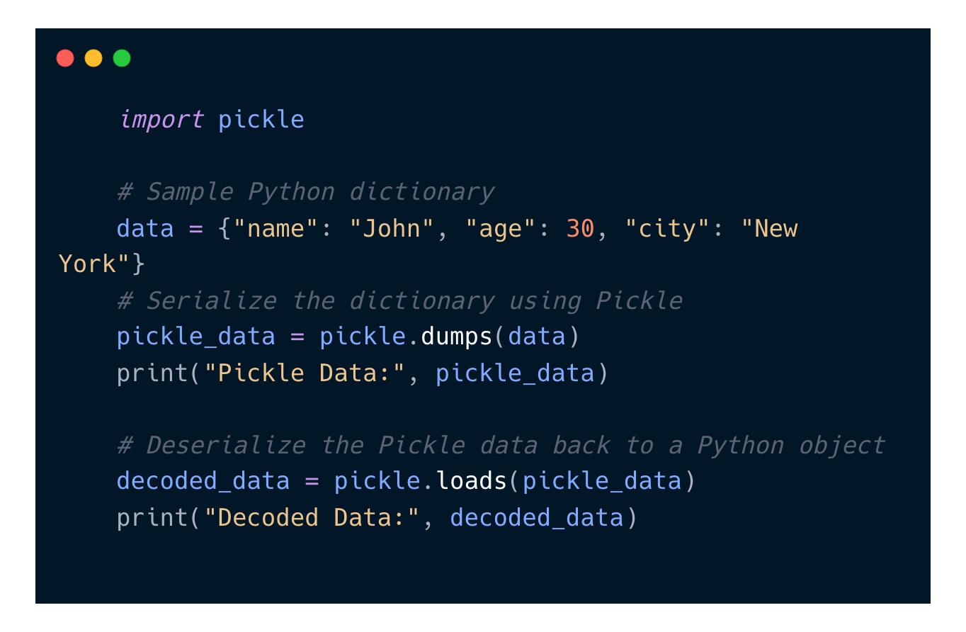 demonstrating basic Pickle serialization